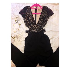 black lace jumpsuit.